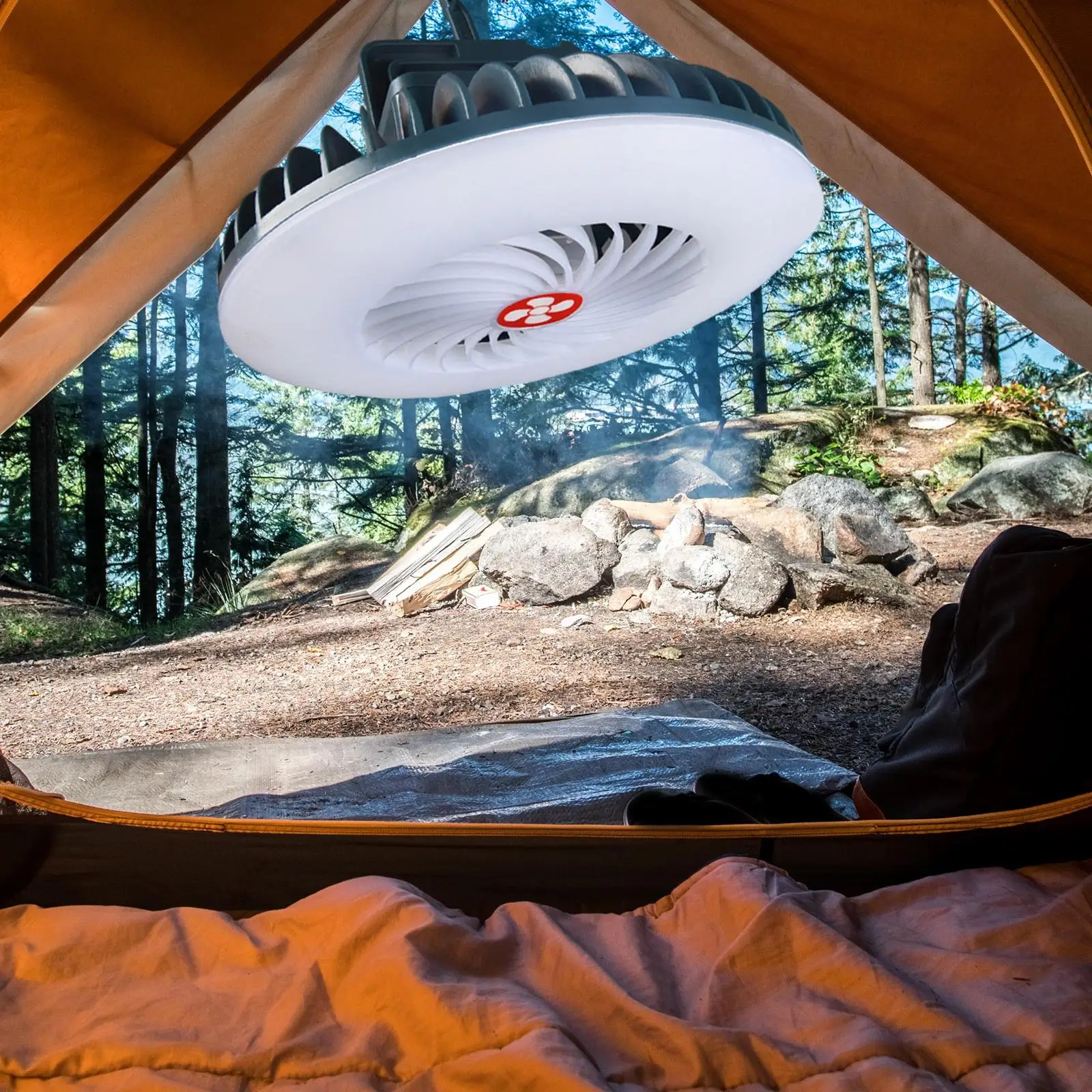 2 in 1 Camping Fan with LED Lights and Hook Desk Fan Lighting Tent Fan Waterproof USB Rechargeable Electric Fan for Office Home