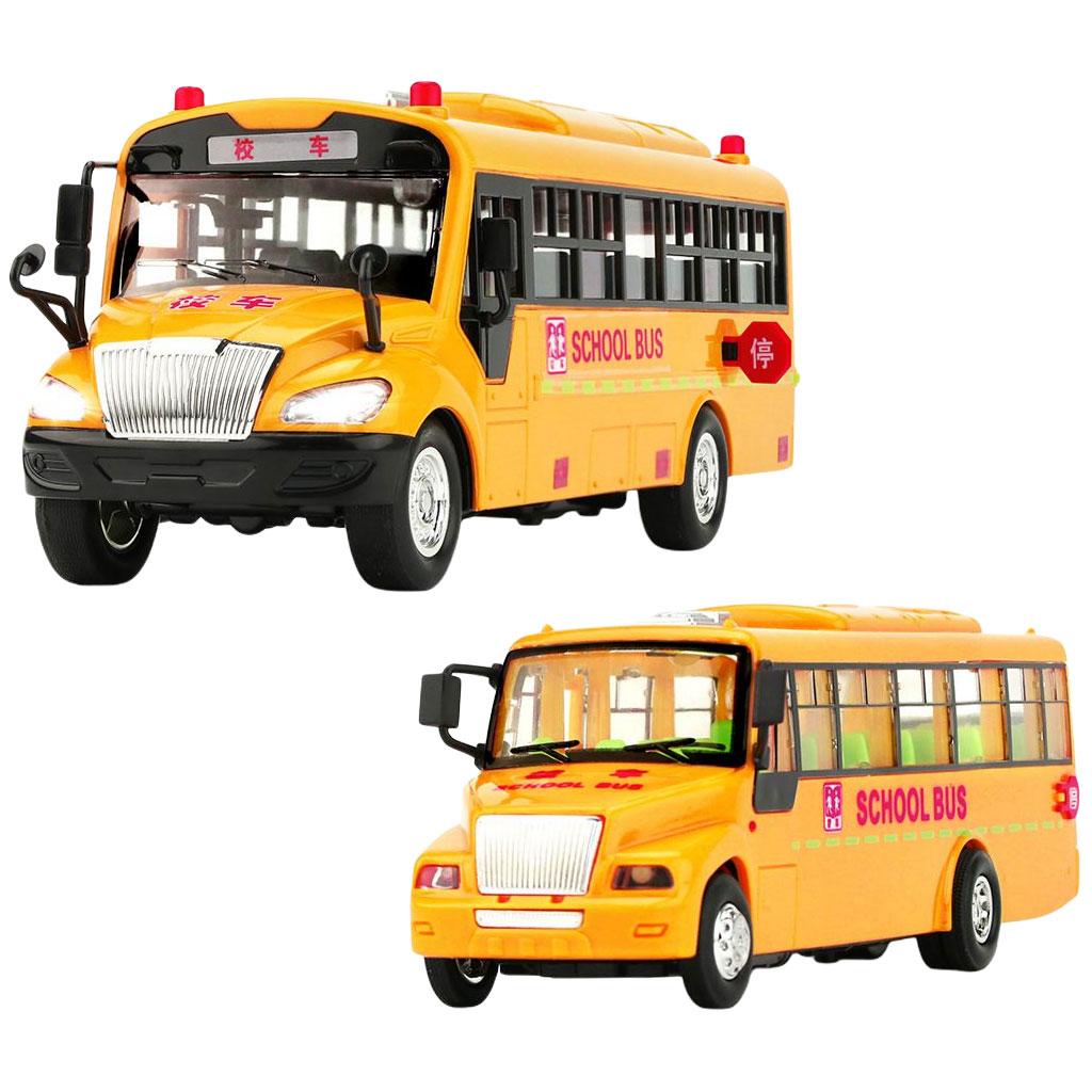 Inertial School Bus Model Toys Educational Control Pull Back Electronic Travel Bus Shuttle Bus for Gift School Adults Kids Boys