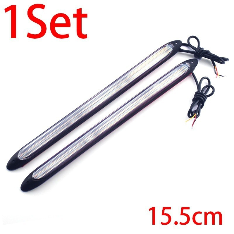 2Pcs/set Universal Car DRL LED Daytime Running Lights Waterproof Headlight Strip White/RGB Sequential Flow Turn Signal Light