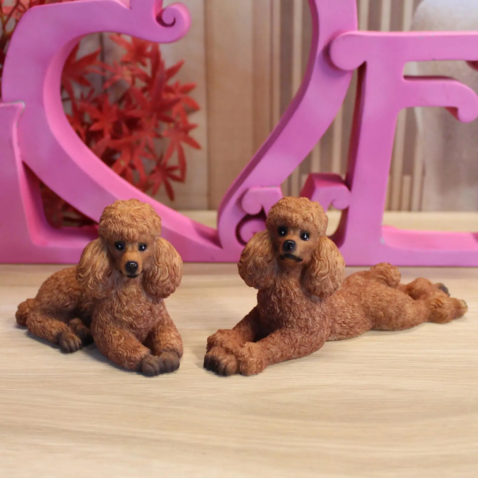 1 Pair Modern Poodle Dog Statue Collectable Art Crafts Resin Cute Toy Dogs