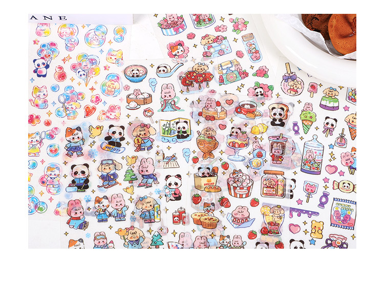 1 Blatt/Packung Washi-Papier-Aufkleber „Keep Cute Series Fresh“, Cartoon-Panda-Katze, Kaninchen, Handbuch, Materialaufkleber – Detail 19
