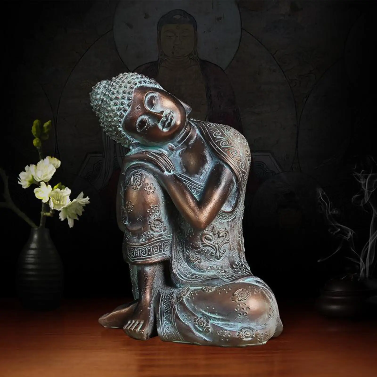 23cm Resin White Sleeping Buddha Statue Crafts Living Room Home Decor bring good luck and auspiciousness