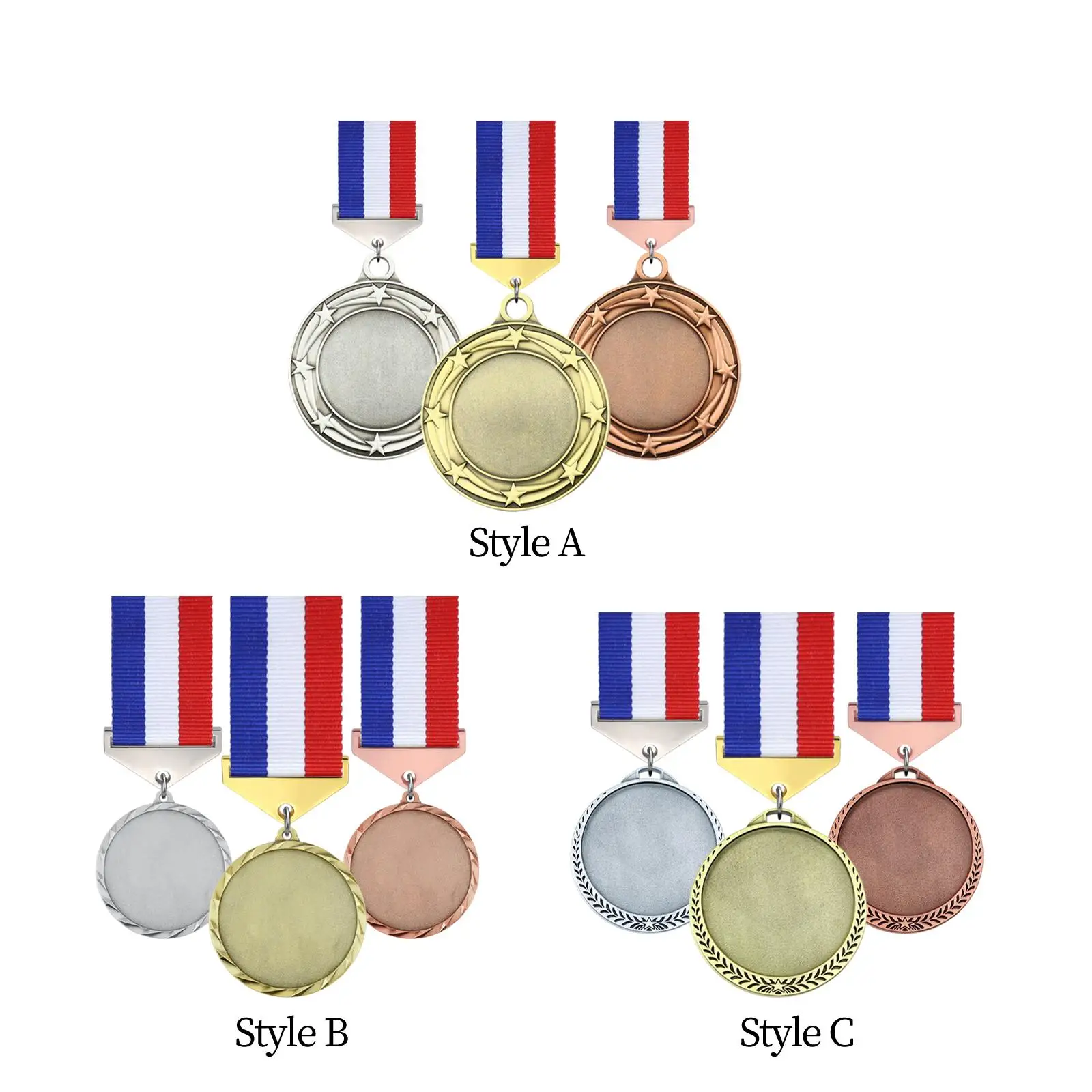 3Pcs Blank Medals Zinc Alloy Participation Awards Award Gift Trophy Medals Award Medals for Games Party Baseball Events Football