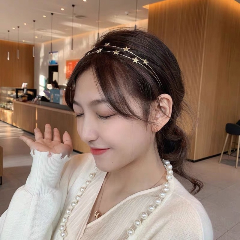 M2EA Haarband mit Mond Sterne Decor Dünne Seite Shinning Multi Layered Stirnband für Mädchen Hochzeit Party – Detail 8