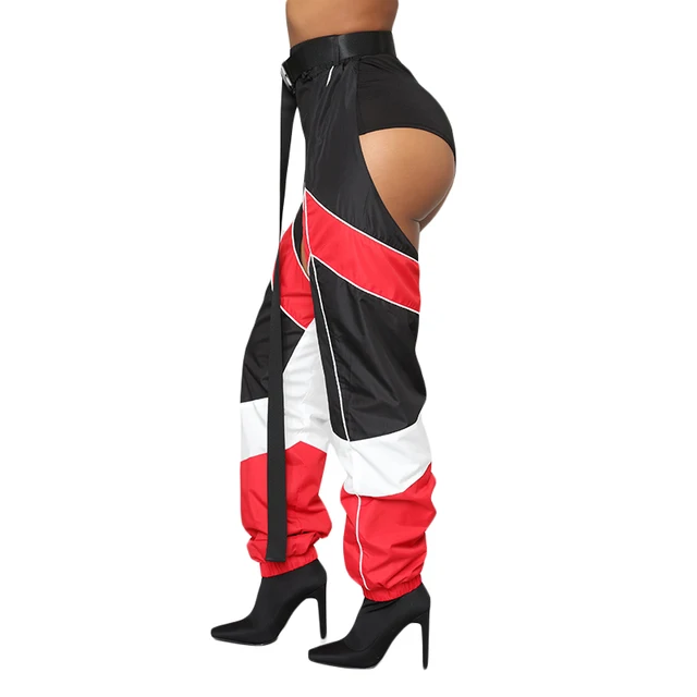Solo Ravewomen's High Waist Rave Pants - Solid Color Block Wide Leg Cargo  Trousers