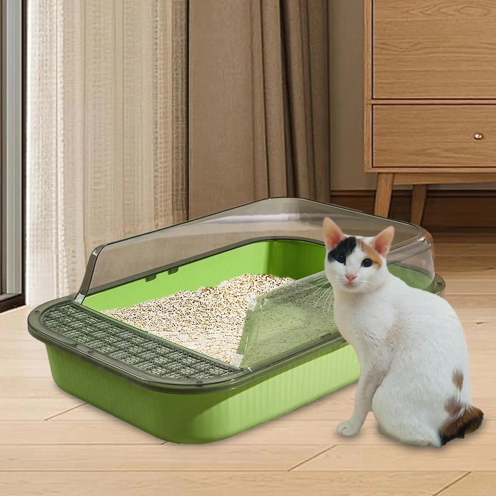 Cat Litter Box for Indoor Cats Detachable Semi Closed Cat Litter Container Open Top Pet Litter Tray Cat Toilet Cat Sand Box