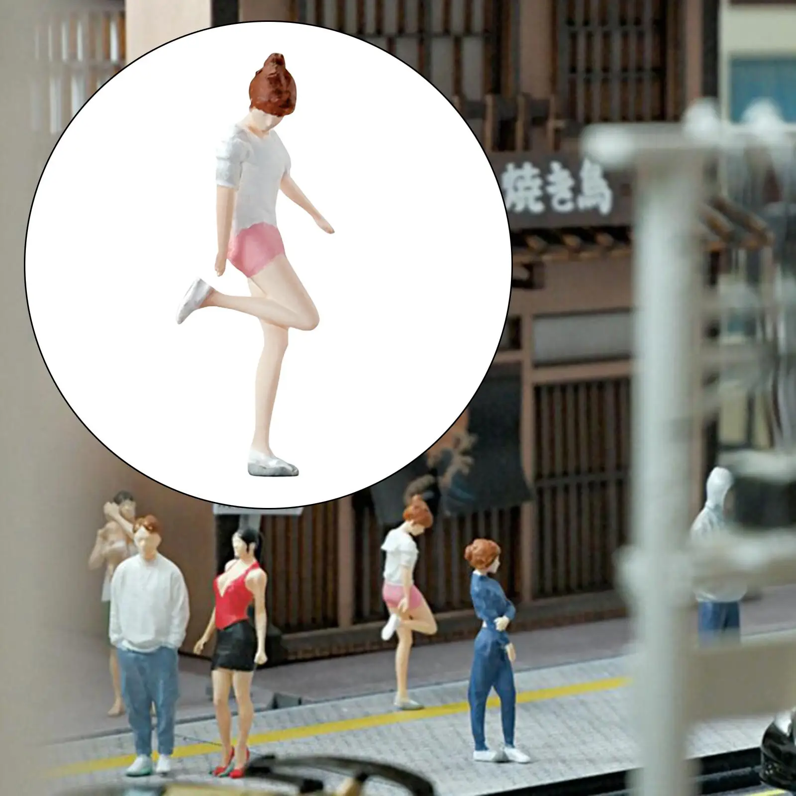 1/64 Girl People Figures Desktop Ornament S Scale Layout Decoration Trains Architectural Micro Landscape Miniature Scenes Decor