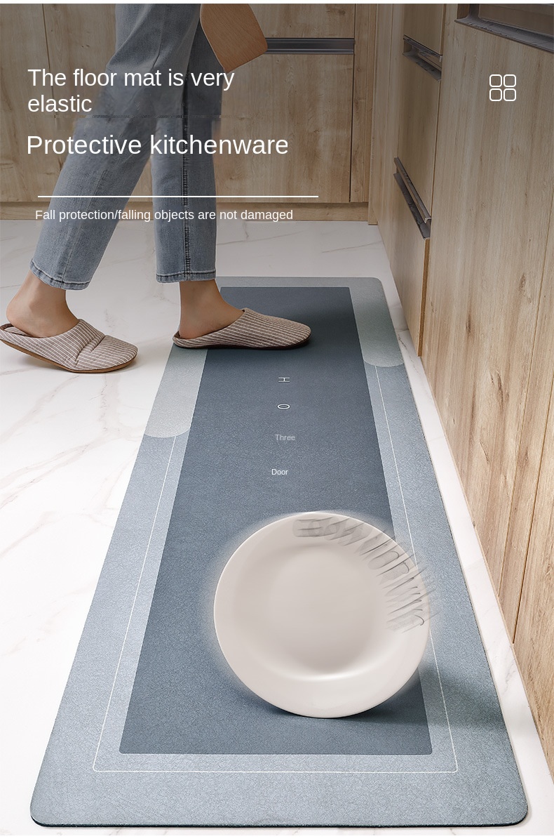 Küchenbodenmatte, Kieselalgen-Schlammpolster, super saugfähige Badeunterlage, rutschfester Teppich, Küchenmatten, abwischbarer, langer Streifenteppich – Detail 12