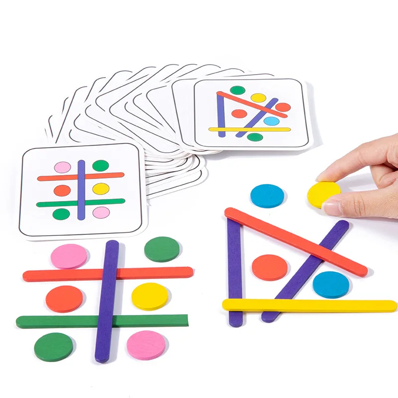 Rompecabezas de palo de arcoíris para niños, palo de helado de madera DIY, juegos de mesa de desafío, juguetes educativos Montessori