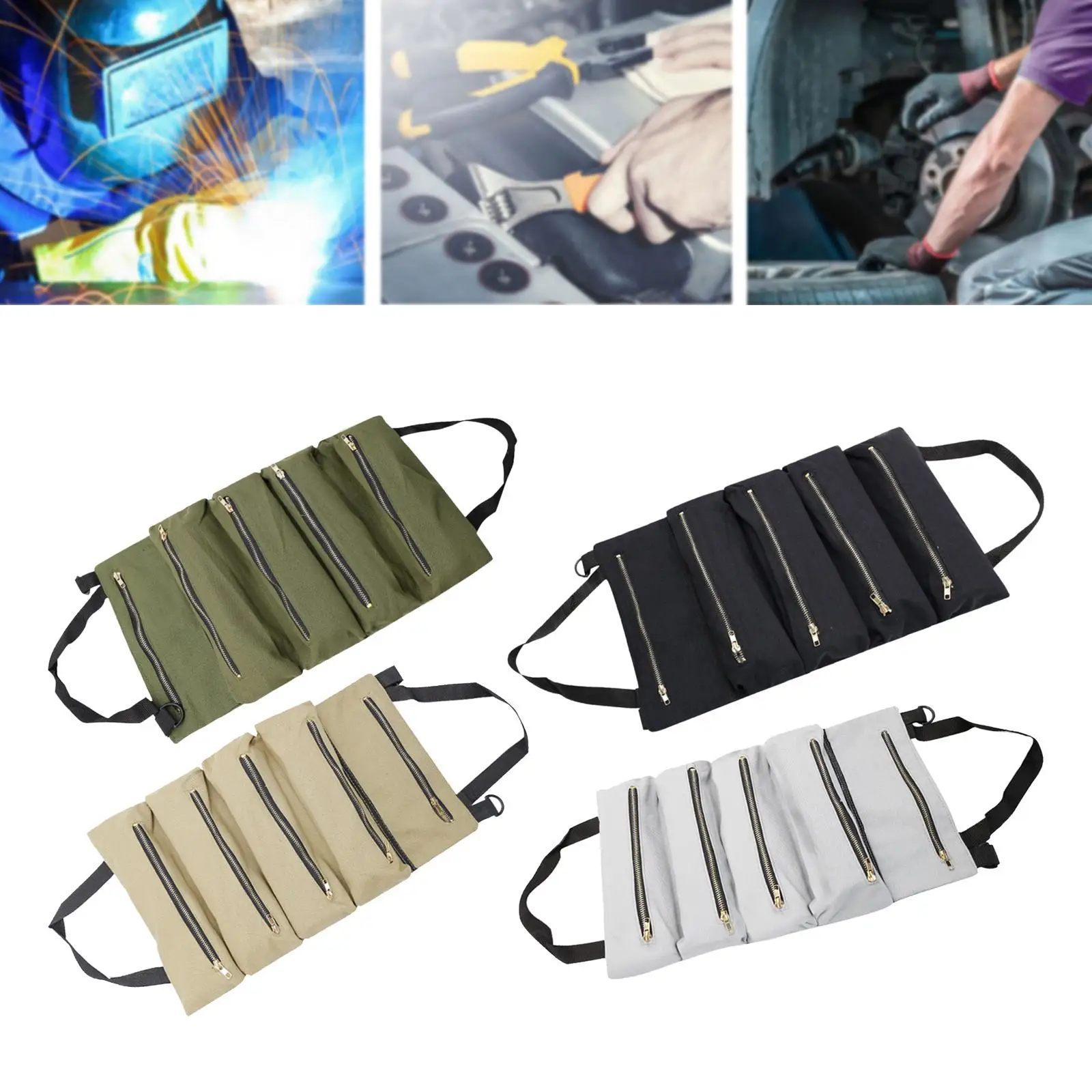 Wrench Tools Pouch Tool Organizers Bucket Hanging Tool Folding Roll up Tool Bag Small Tool Bag for Camping Gear Plumber Mechanic