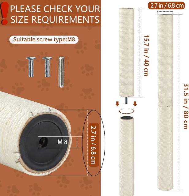 Sisal Cat Tree Post Cat Scratching Pad 2PCS Cat Scratching Post ...