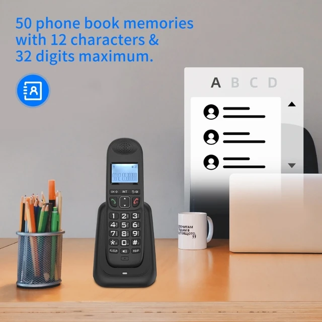 Teléfono Fijo manos libres con pantalla llamadas, memoria inalámbrica para  hogar, oficina, escuela, J60A - AliExpress