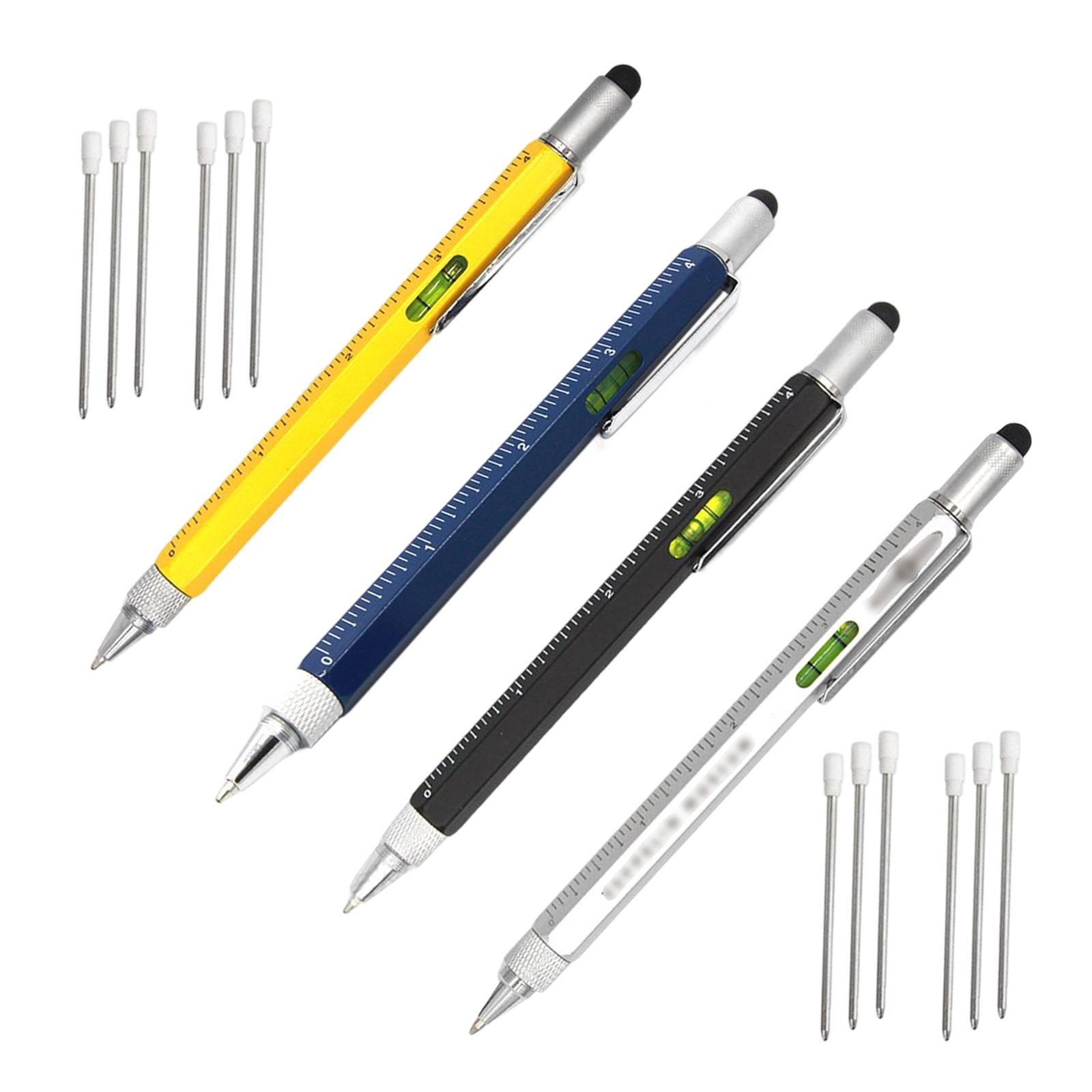 6 in 1 Multitool Tech Tool Pen, Bubble Level Ruler Touch Screen Stylus Screwdriver Multifunctional Pen for Men Husband Dad