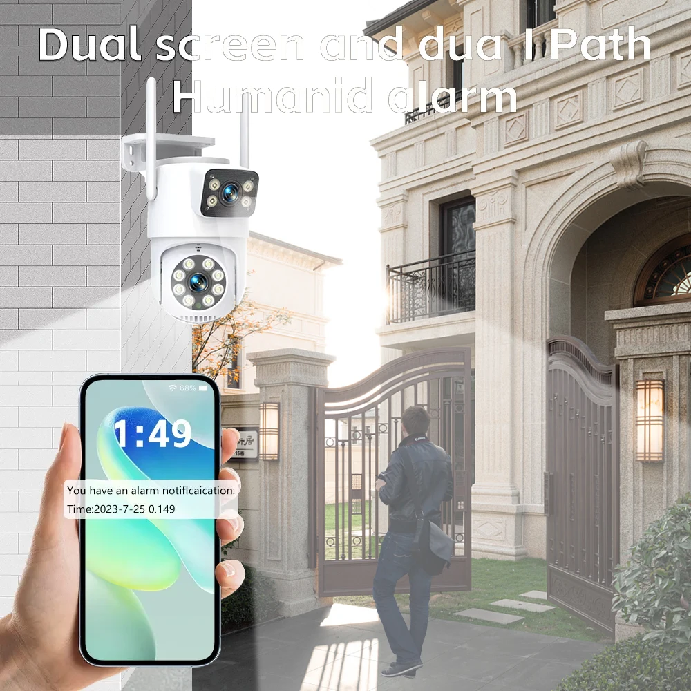 Nombre 7, 4K 8MP double objectif PTZ WIFI caméra double écran Ai humain suivi automatique extérieur 4MP sécurité vidéo Surveillance caméra Tuya