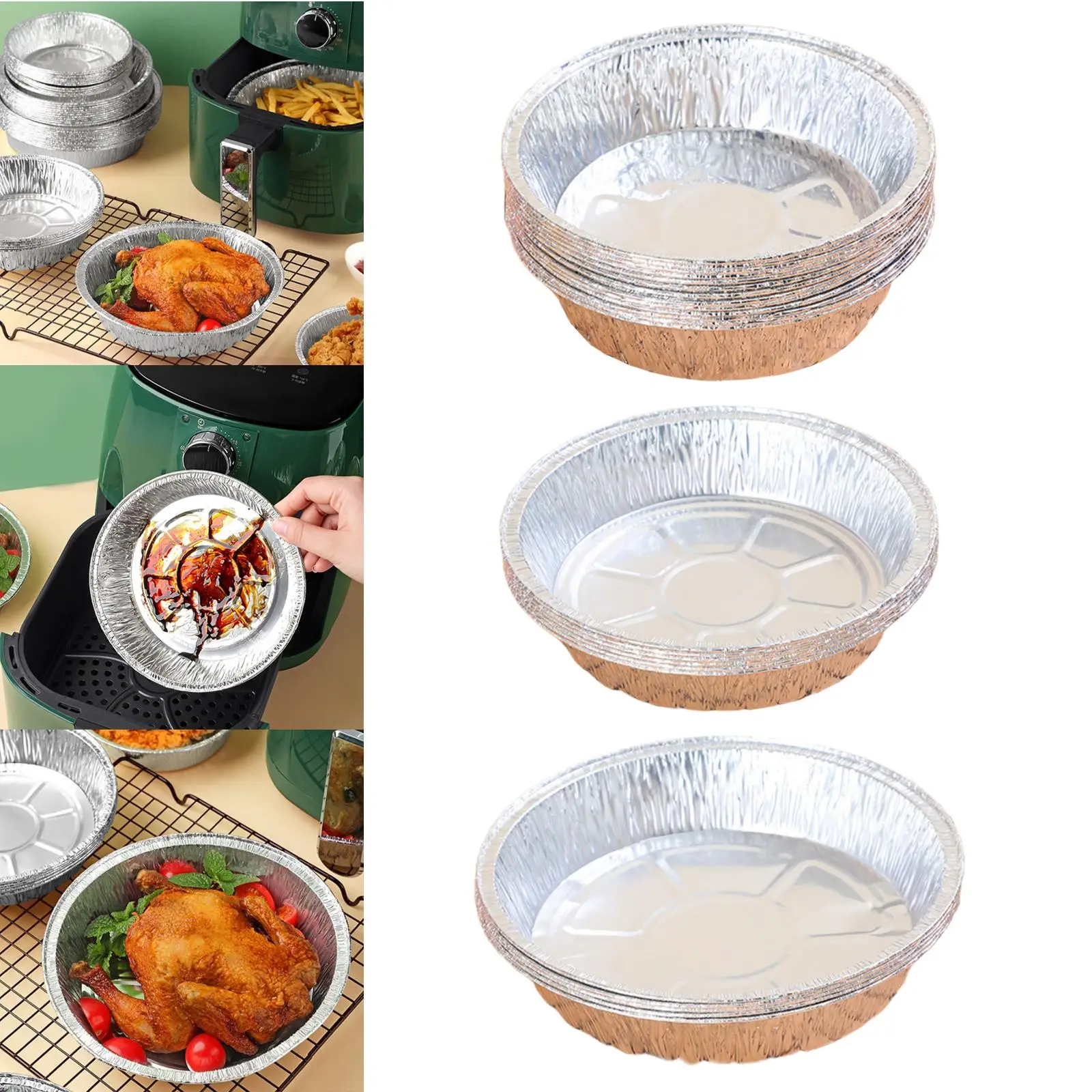 Aluminum Foil Tray Air Fryer Disposable Food Microwave Silver Liner for Baking Sheet