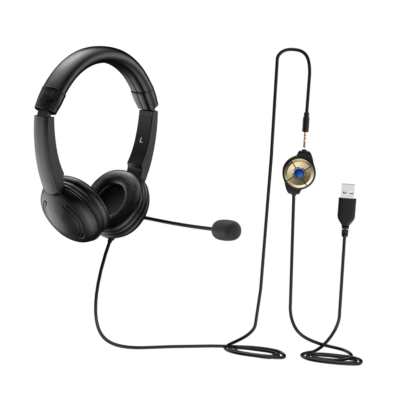 USB Headset Volume Control Soft Premium Comfortable Comfort Mic Computer Laptop Headphones for Office Home Music PC Call Center