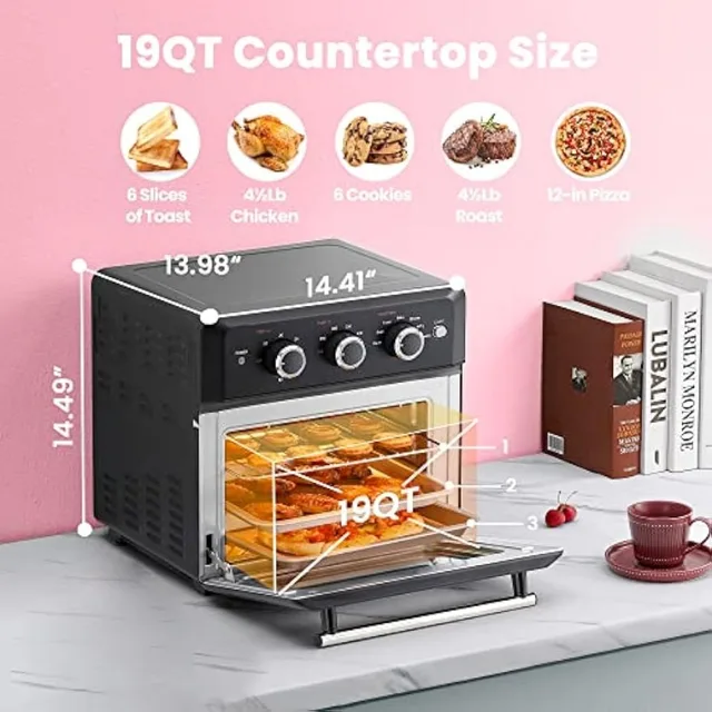 COMFEE' Retro Air Fryer Toaster Oven, 7-in-1, 1250W, 14QT Capacity