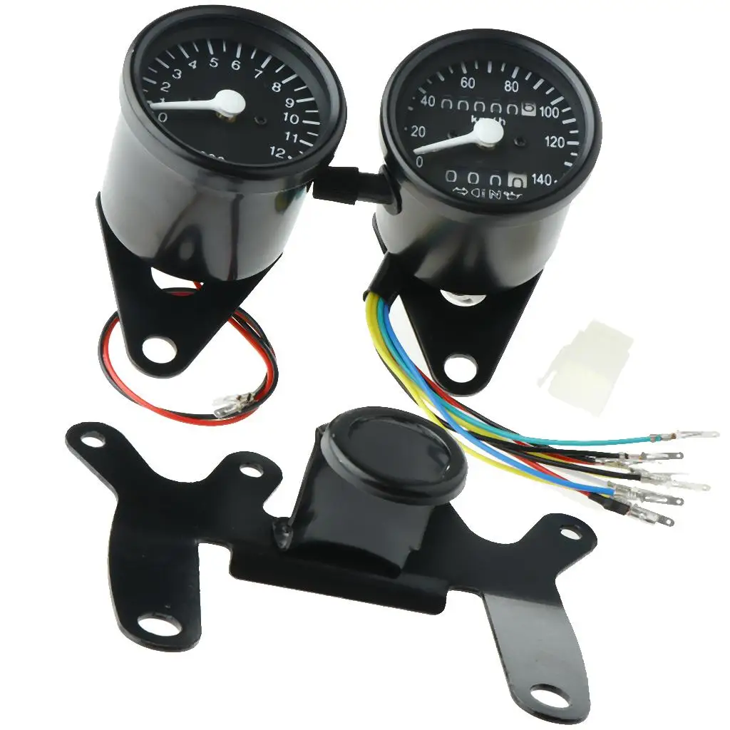 12V Tachometer + Speedometer 280x85x90mm/11.02x33.46x35.43inch + Odometer +  Bracket Fit for Motorcycle