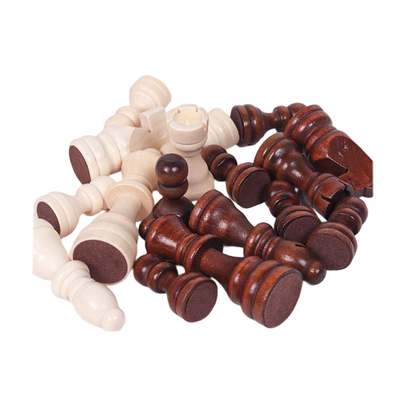 Wooden Chess Pieces Set 32 Pieces Develop Intelligence Puzzle Game Accessories Exquisite Workmanship