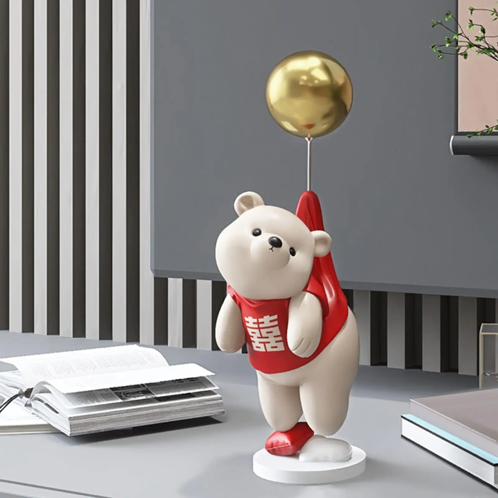 Polar Bear Figurine Resin Statue for Living Room Bedroom Desktop Decoration
