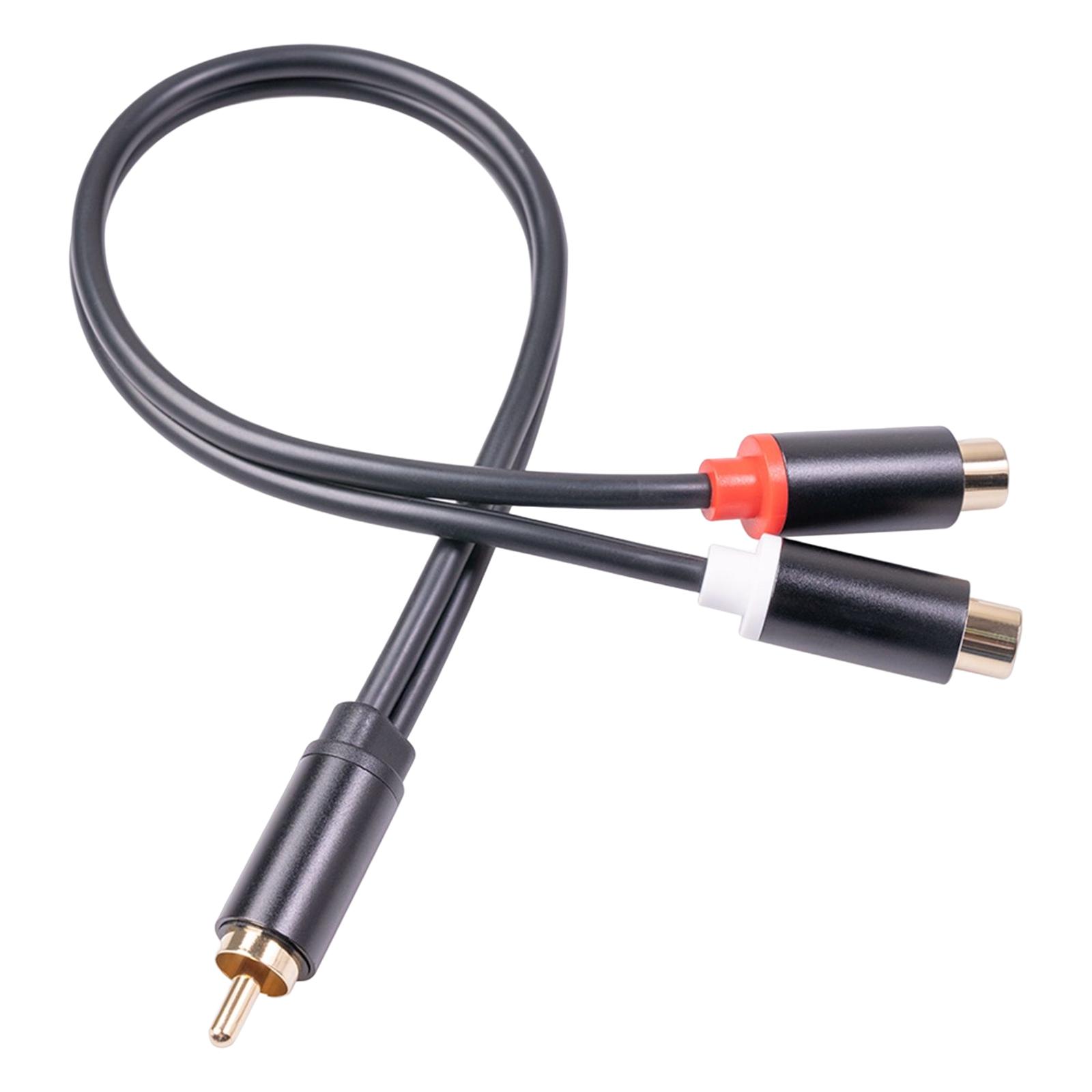 RCA to Dual RCA Cable 30cm Male-Female Solid Two-Way Transmission Splitter Cable for Headphones Speakers Home Systems Amplifier