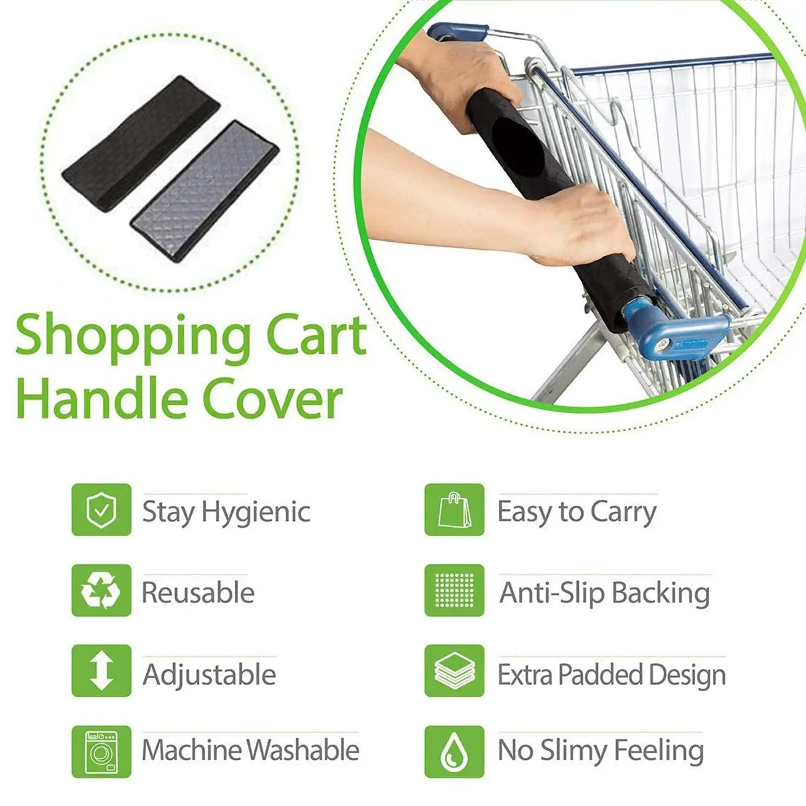 Grocery Carts Protector Handle Wrap Grips Washable Handlebar Gloves Soft, One Size, Easy to Install
