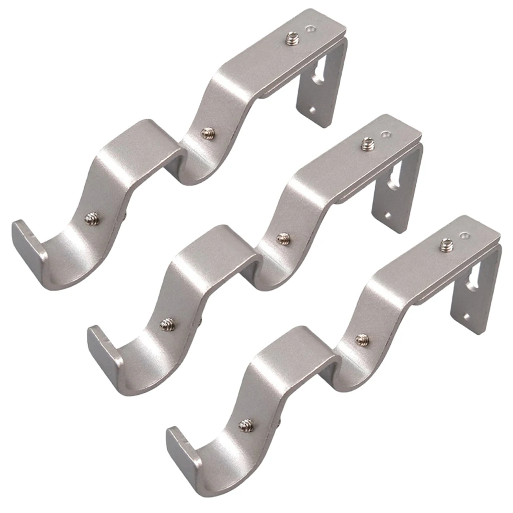 Pack of 3 Heavy Duty Curtain Rod Brackets Double Rod Holders Double Curtain Rod Brackets for 3/4 or 5/8 Inch Rod