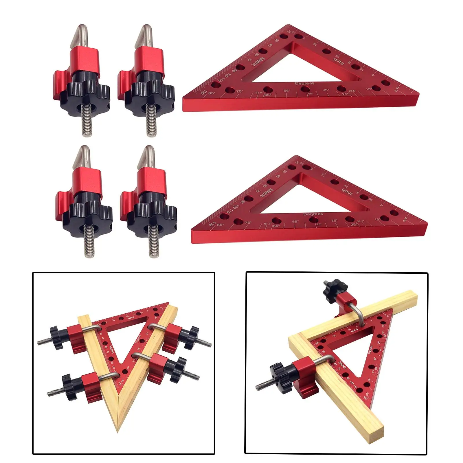 2x Aluminum Alloy Right Angle Clamps 90 Degree Positioning Squares Woodworking Corner Clamp Clamping Tool for Picture Frame Box