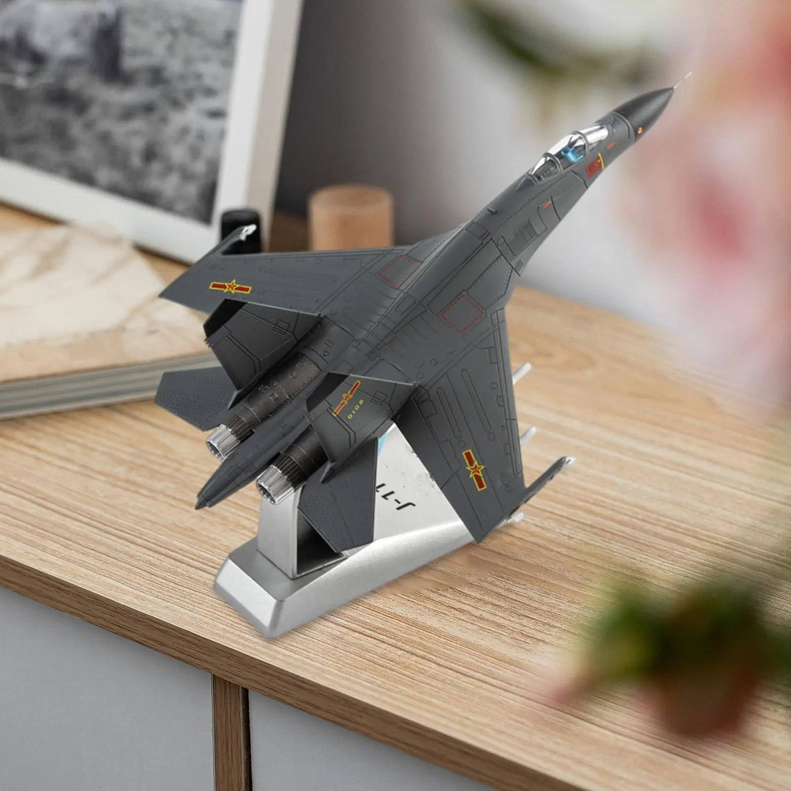 Diecast 1/100 Scale Aircraft J-11 Fighter for Table Decoration