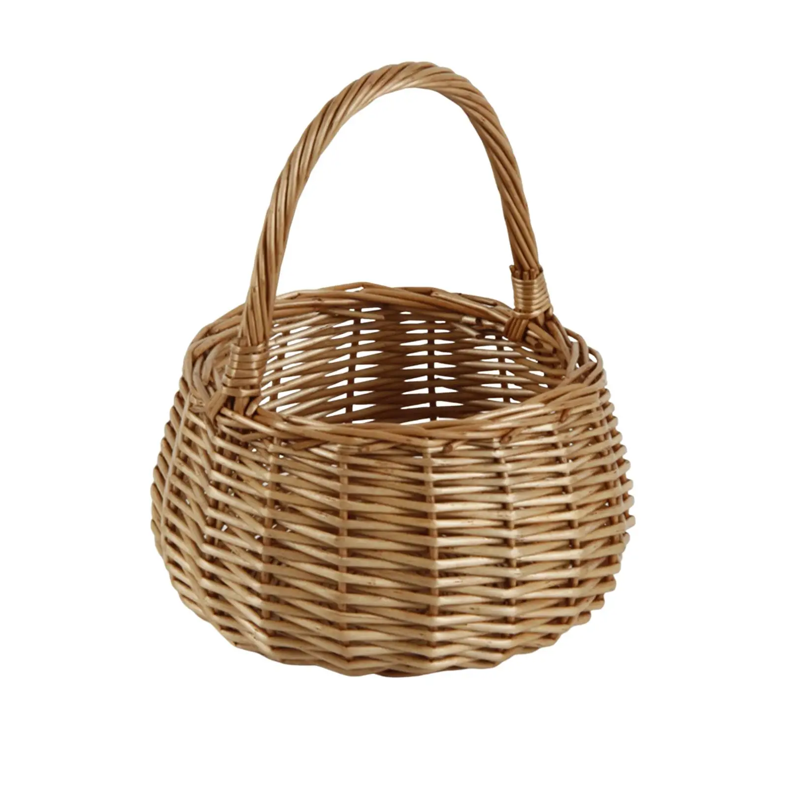 Wicker Storage Baskets Portable Crafts Shopping Basket Picking Basket Sturdy Hand Woven for Flower Bread Fruit Vegetable Picnic
