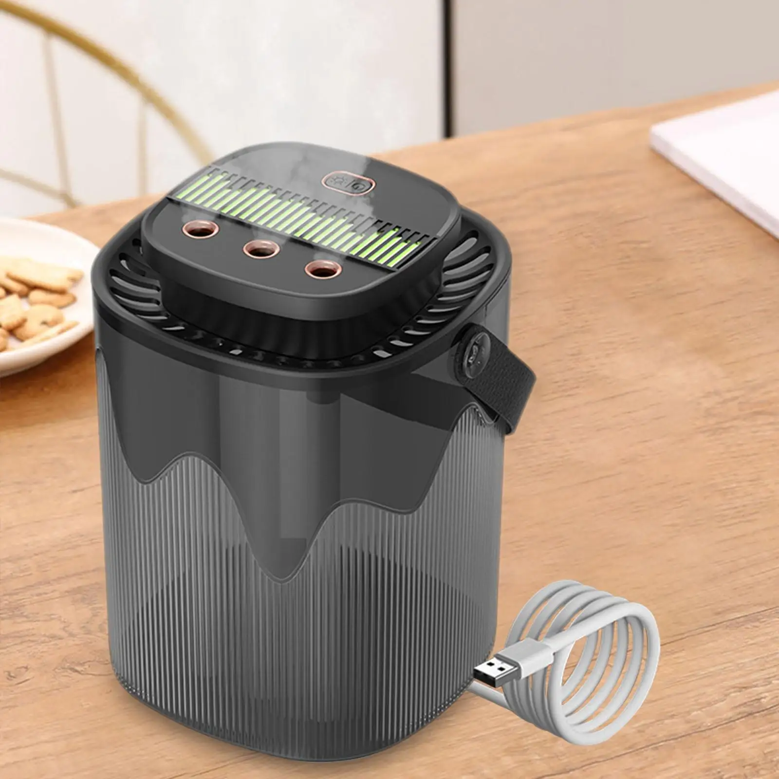 3L Mist Air Humidifier USB Indoor 300ml/Spray Volume Output Water Shortage Protection with Carrying Handle for Daily Use Stylish