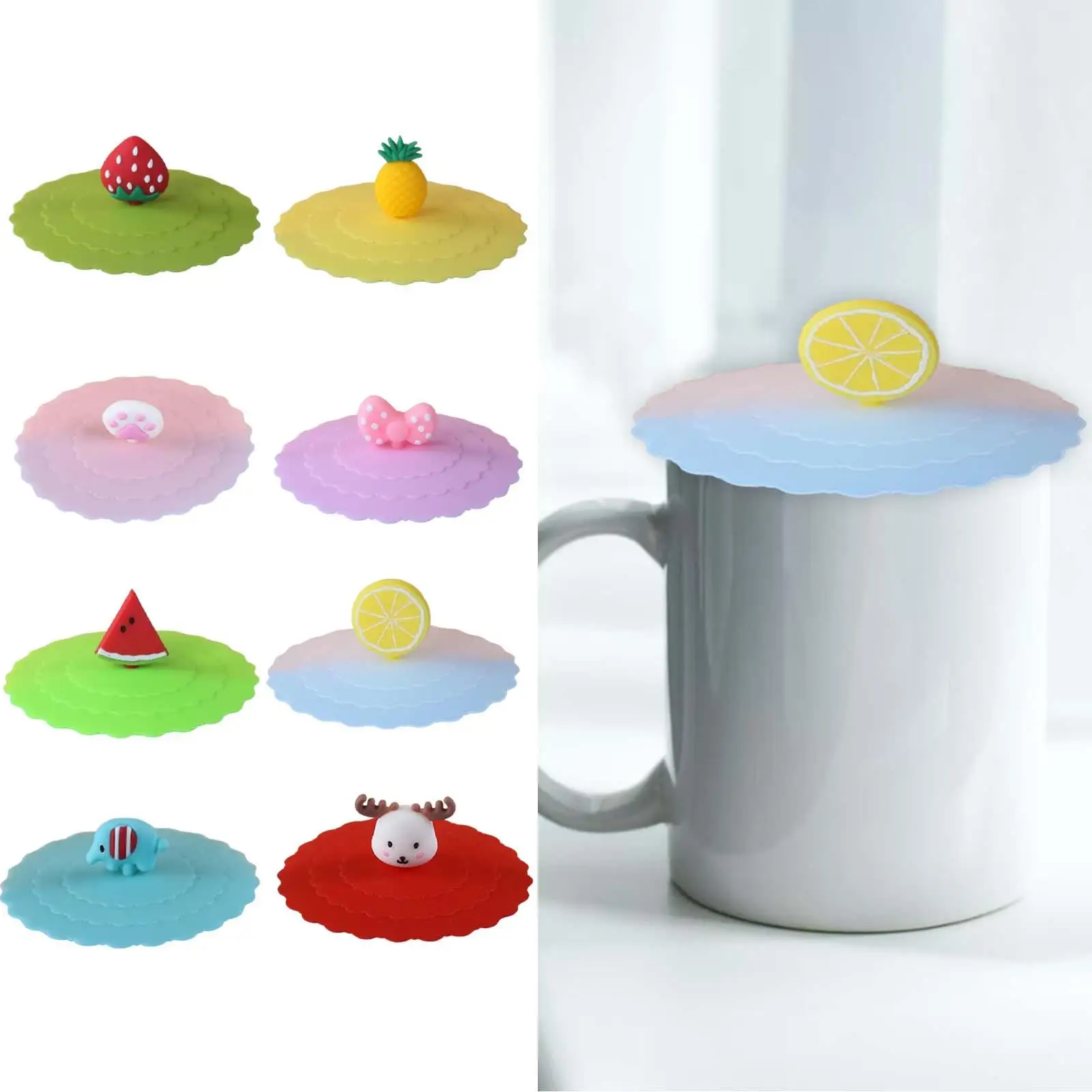 8Pcs Silicone Cup Lids Coffee Mug Cover Any Cups And Cold 