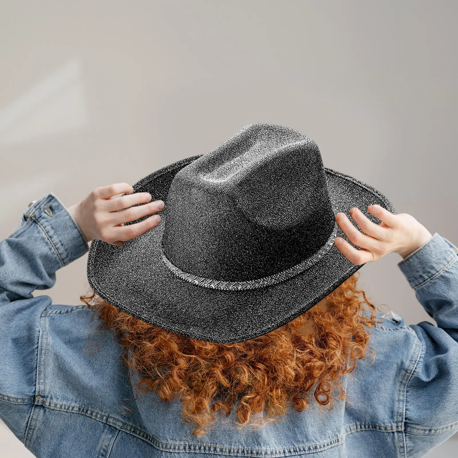 Novelty Cowgirl Hat Fedora Hat Jazz Hat Wide Brim Photo Props Party Hats Sunhat for Gift Role Play Girls Accessories Halloween