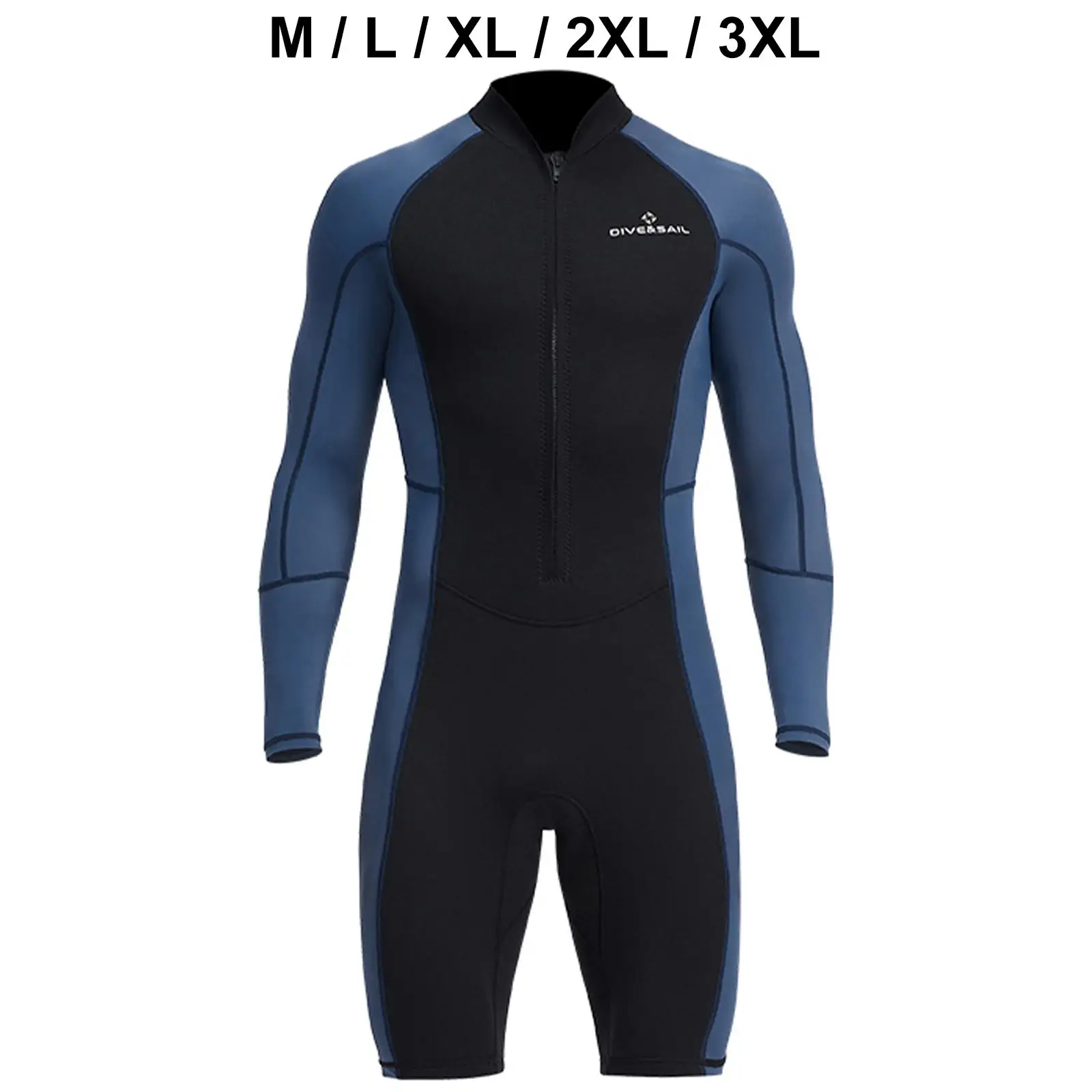 Mens Wetsuit 1.5mm Neoprene Surf Suit Full Body Shorty Wetsuit for Men Long Sleeve Front Zip Diving Suits for Swimming
