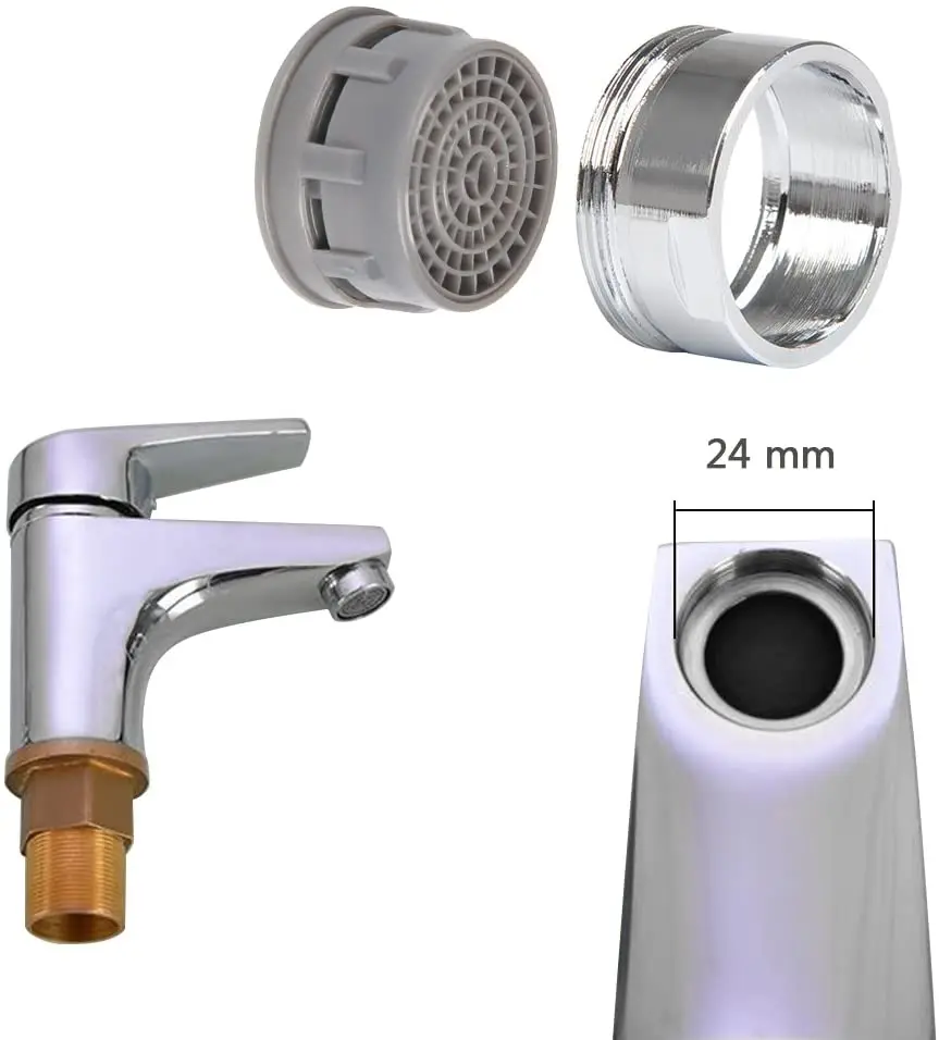 BAIDAIMODENG Polished Chrome Faucet Replacement Part 24mm Male Threaded Brass Aerator with Gasket Bubbler Filter Accessories Pack of 20 