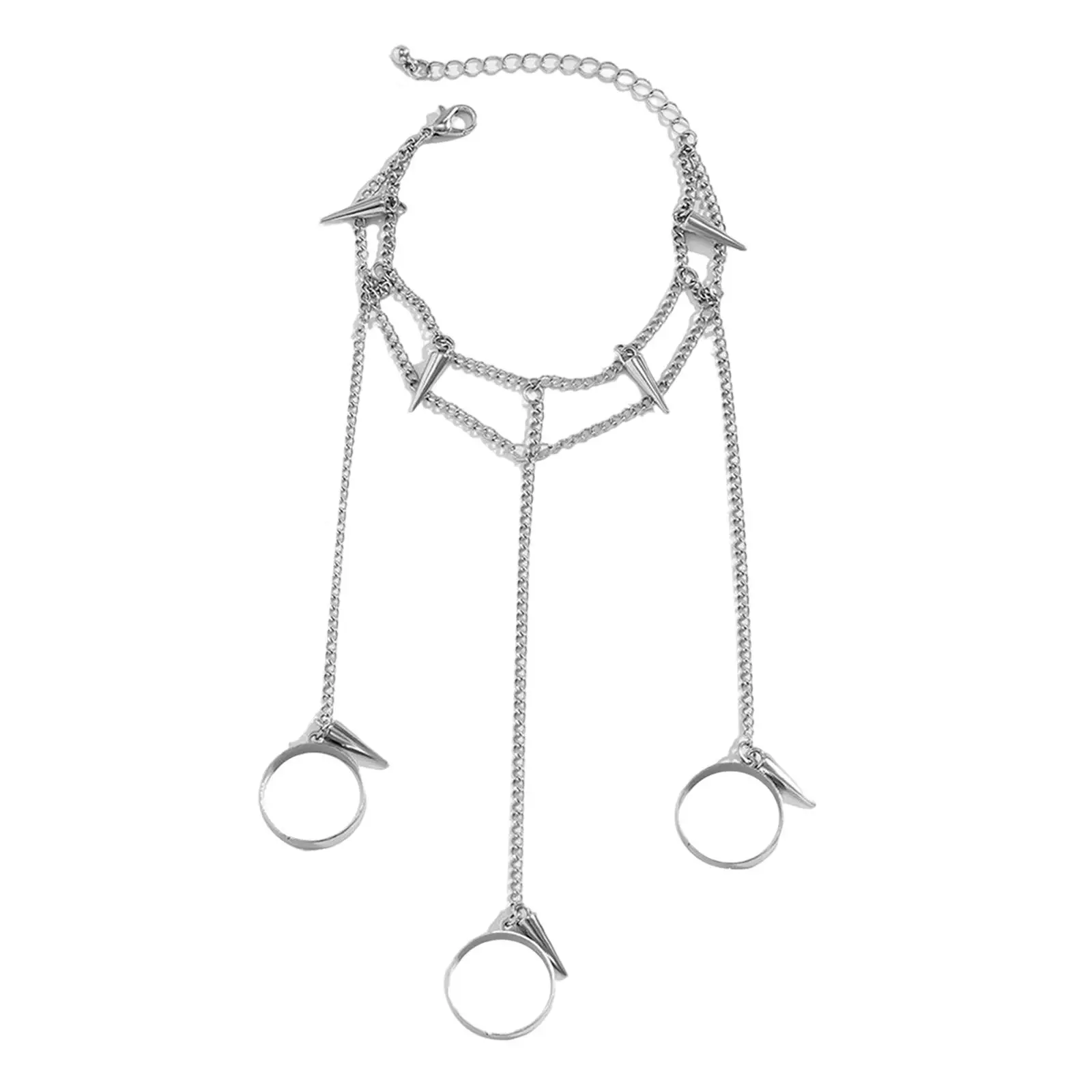 Ring Bracelet Chain Tassel Bracelet with Rings Wrist Chain for Girls