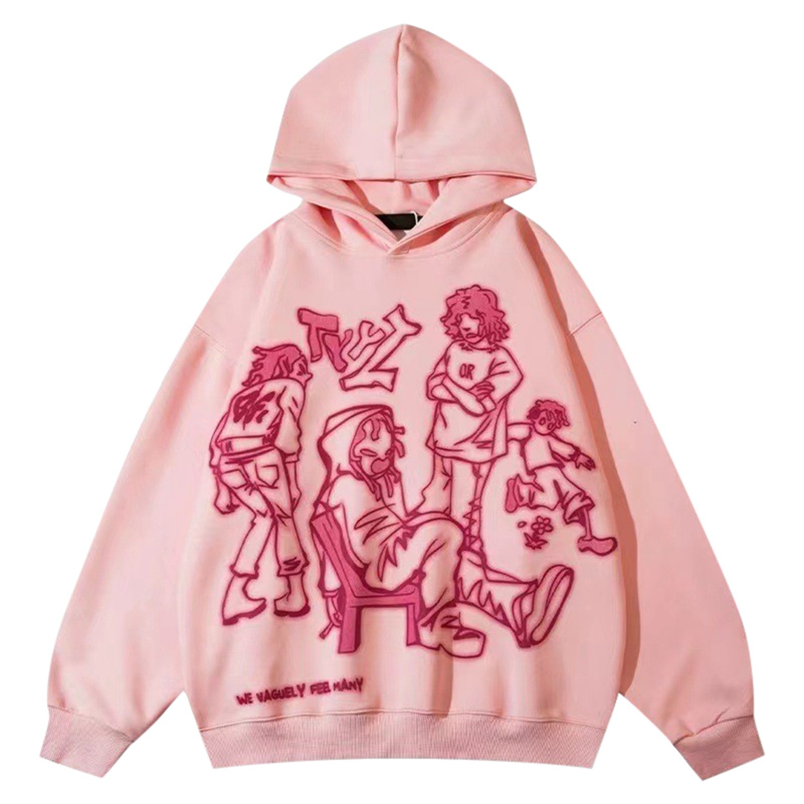 Title 3, 2024 Y2K Streetwear felpa con cappuccio rosa fe...