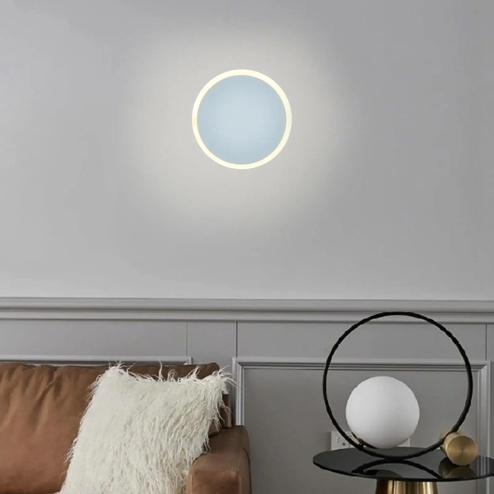 Round Wall Sconce Brightness Adjustable Wall Home Decor Theater LED Wall Light Fixtures for Porch Home Barns Office Dining Room