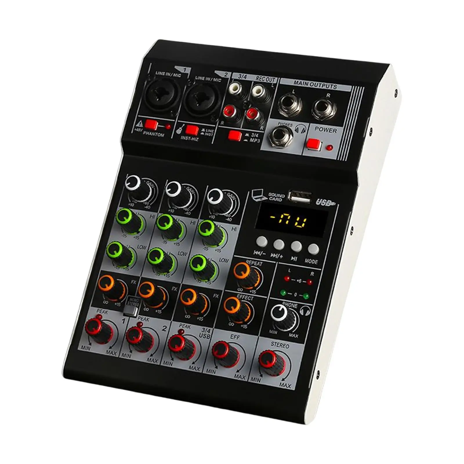Professional 4 Channel Compact Studio Mixer Computer Recording Input Instant Listening for Broadcast Home Studio Recording Bands