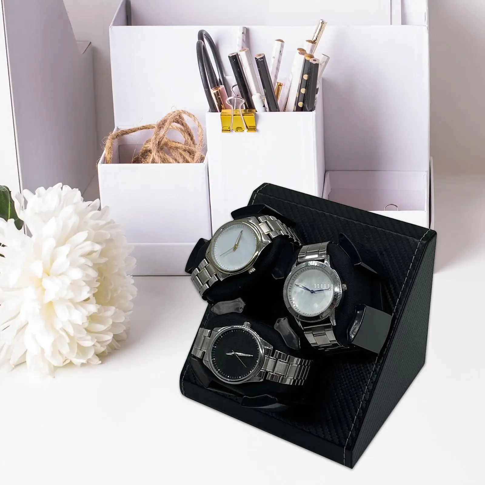 Automatic Watch Winder Organizer Motor Shaker PU Leather Collector for Wristwatch Gifts Bedroom Mechanical Watches Women Men