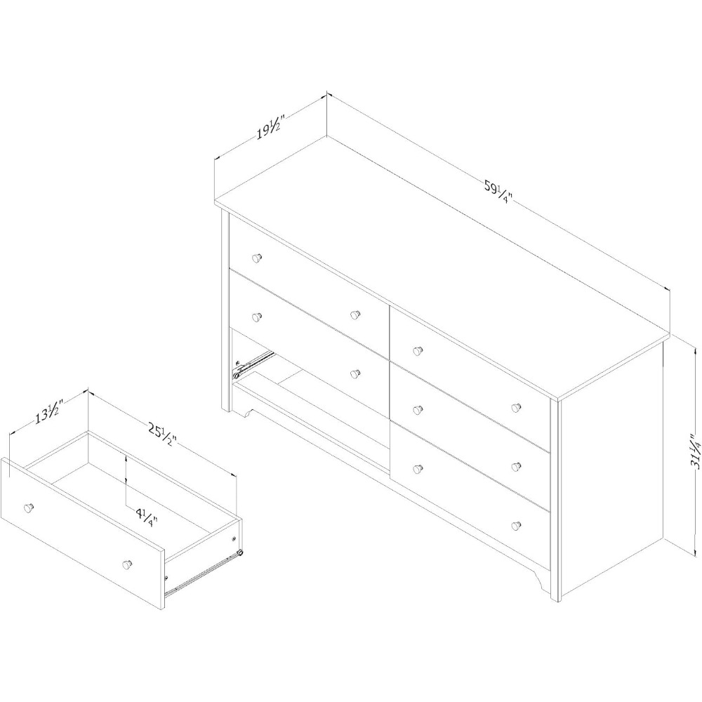 Description Picture 3 of itemChest of Drawers in the Bedroom Furniture Pure White Women's Furniture Makeup Dressing Table Vito 6-Drawer Double Dresser Vanity