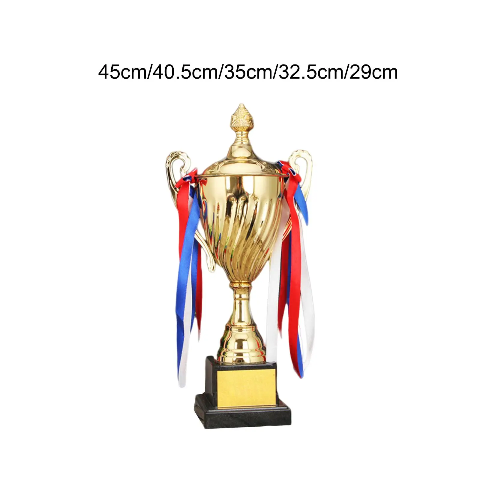 Award Trophy with Ribbon Metal Large Trophy Keepsake Event Props for School Tournament Soccer Football League Match Celebration