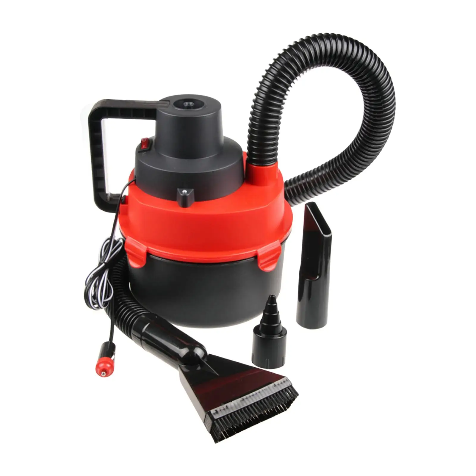 12 Volt Wet Dry Car Auto Canister Vacuum 4L Capacity Professional Flexible Hose for Truck Van Red and Black Portable Low Powered