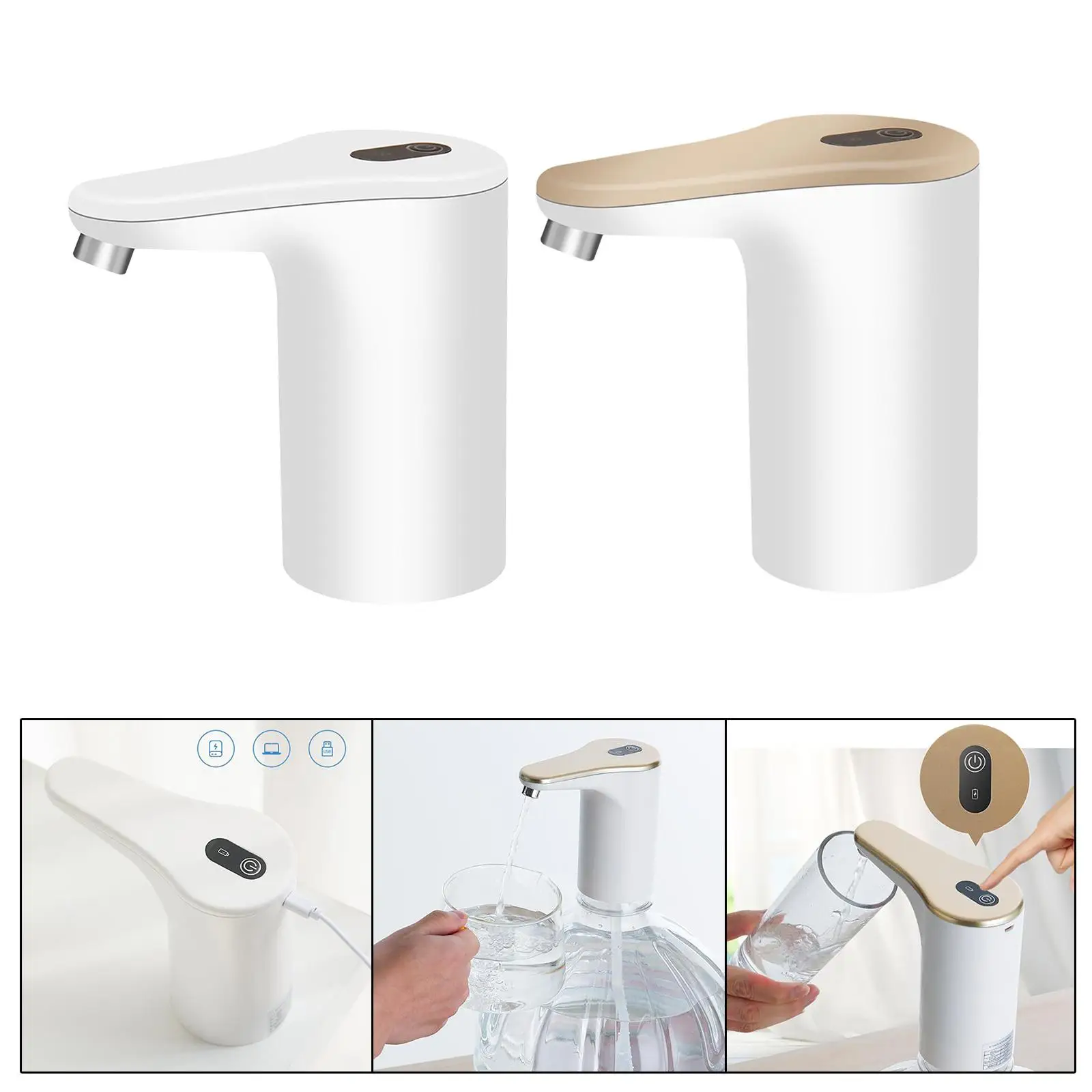 Electric Drinking Water Pump Rechargeable Noiseless Portable Water Pump Dispenser for Home Kitchen Household Universal Bottle