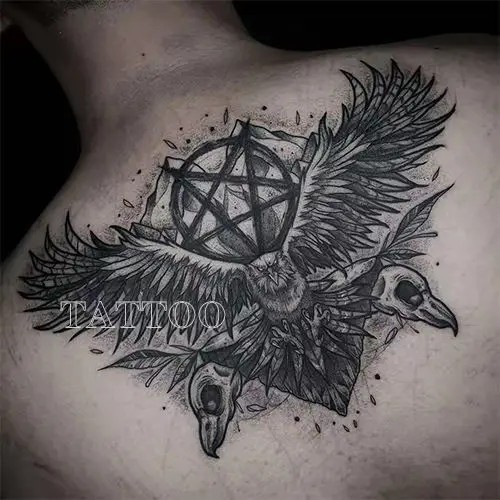 Goth Crow Skull Tattoo Stickers Waterproof Fake Tattoo For Woman Man Back  Eagle Pentagram Lasting Temporary Tattoo Art Tattoo - Temporary Tattoos -  AliExpress