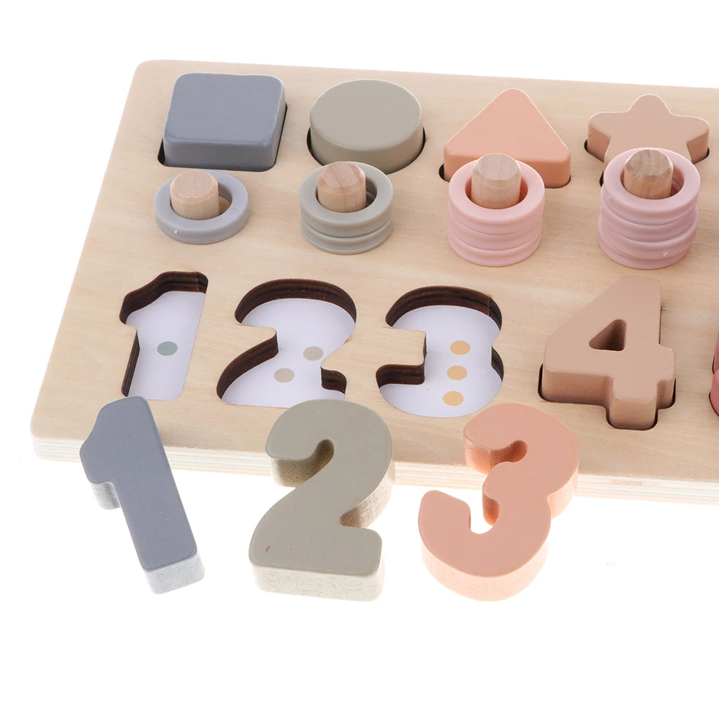 children montessori Wooden Learning Numbers To Count Digital Shape Matchign Toy