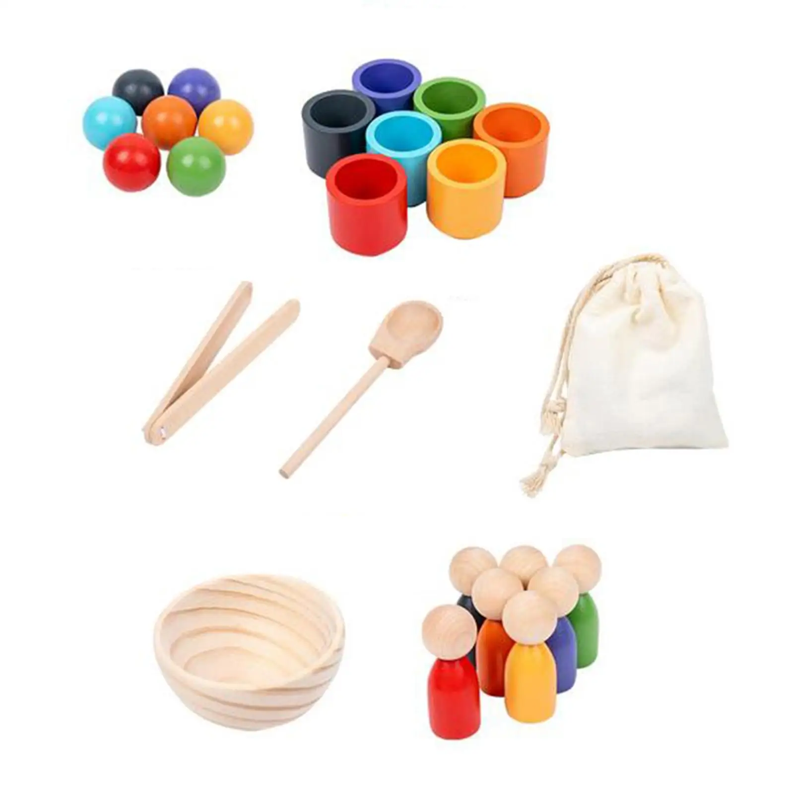 Rainbow Balls in Cups Montessori Toy Training Logical Thinking Fine Motor for kids Board Game Early Education Toys Sorter Game