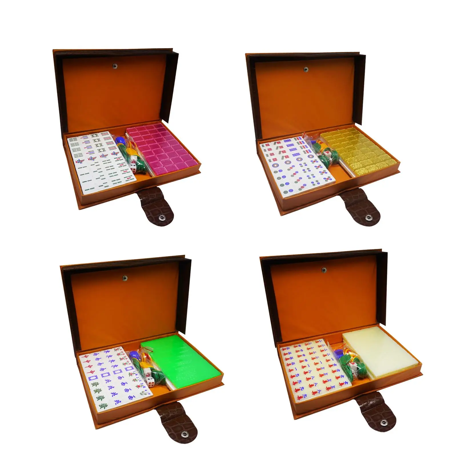 Travel Mahjong Game Set with Carry Box 3-4 People Easy to Read 144 Tiles Acrylic mAh Jongg for Game Gatherings Party Fun Home