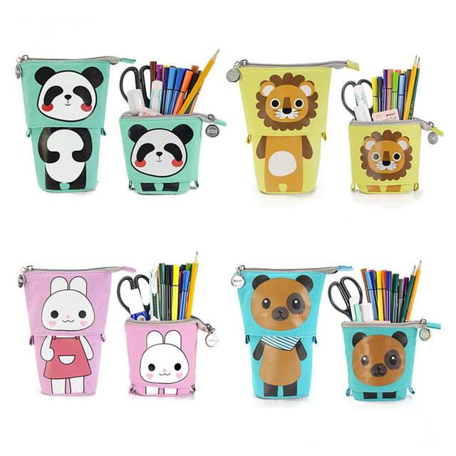 School Supplies Deals！Telescopic Pencil Pouch Standing Pen Holder Cute  Pencil Bags Stand Up Pen Case Cartoon Pencil,Sliding Pencil Case Box Unique  Telescopic Pencil Bag Stationery Box 