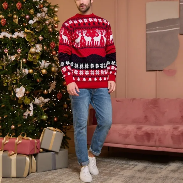 Men Christmas Sweater Thicken Knitwear Soft Loose Xmas Jumpers